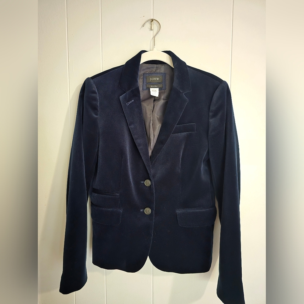 J.Crew Blue Velvet Schoolboy Blazer